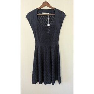 Trina Turk Pointelle Open Knit Dress Mini Cotton Modal Elsa Navy Blue Petite NWT